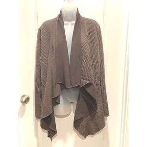 Cristina B. Women's Textured Draped Open Front Cardigan Sweater Jacket XL Career